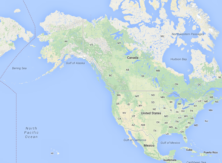 Figure 1: Map including the United States of America.